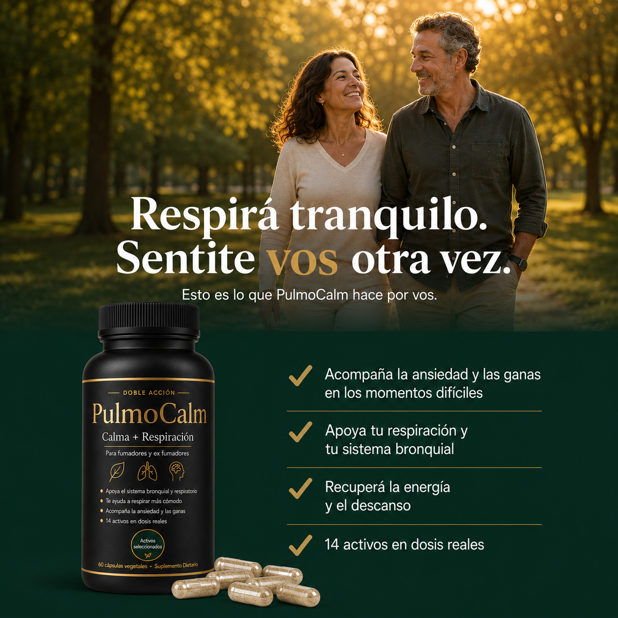 PulmoCalm | Cápsulas Premium de Doble Acción para Respirar Mejor y Controlar la Ansiedad